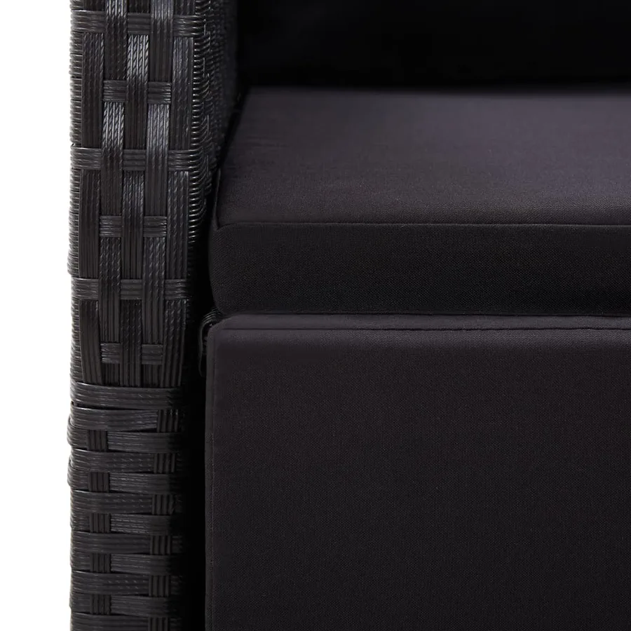 Ensemble à manger de jardin 9pcs coussins noir résine tressée - 5