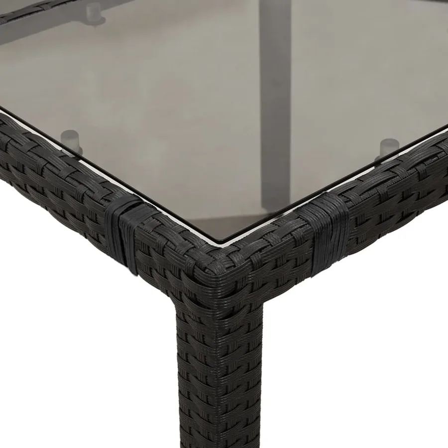Ensemble de bistro 3 pcs avec coussins noir résine tressée - 6