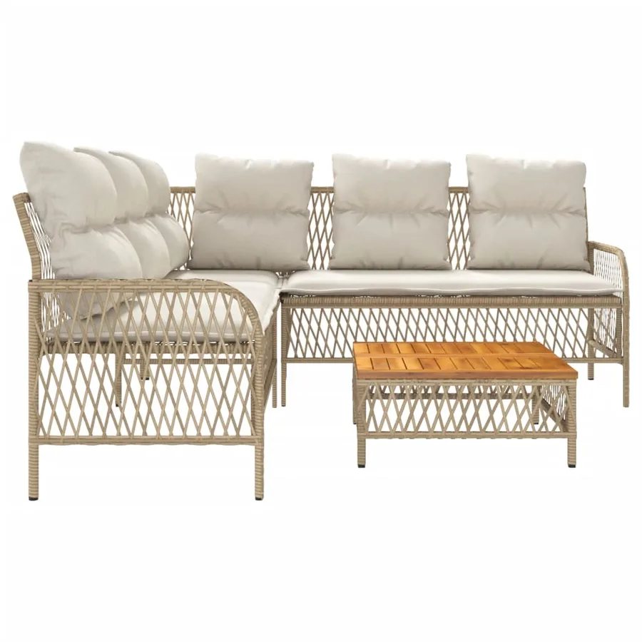 Salon de jardin avec coussins 2 pcs beige résine tressée - 6