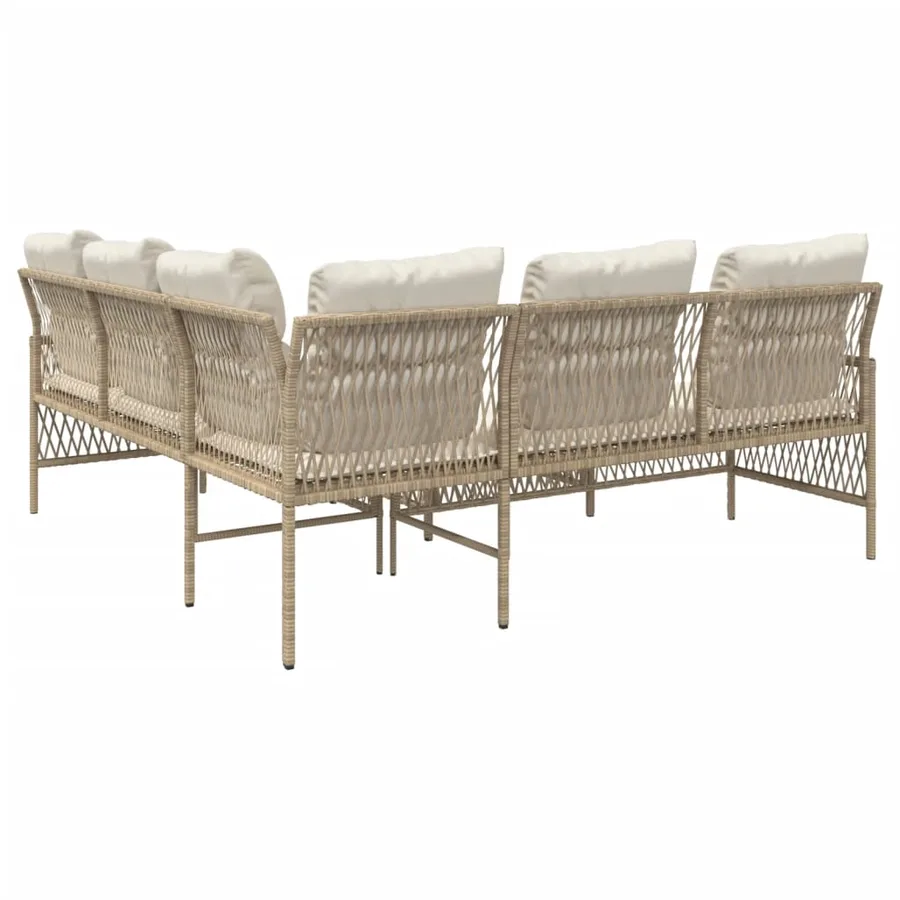 Salon de jardin avec coussins 2 pcs beige résine tressée - 7