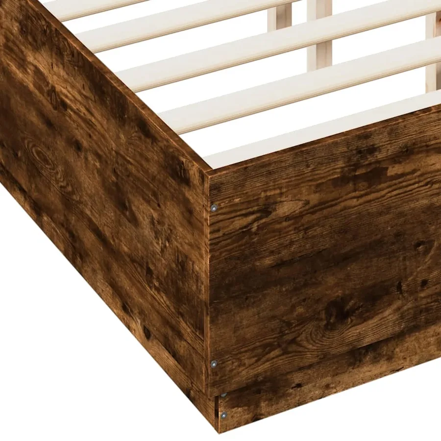 Cadre de lit sans matelas chêne fumé 120x190 cm - 7