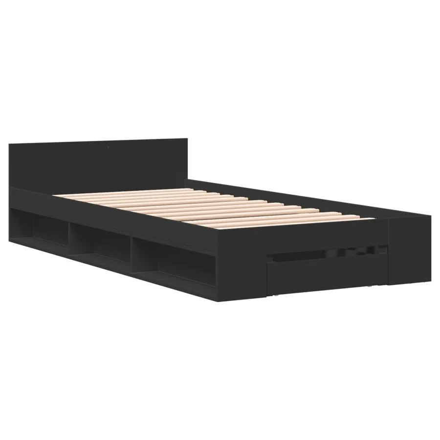 Cadre de lit avec tiroir sans matelas noir 90x190 cm - 3