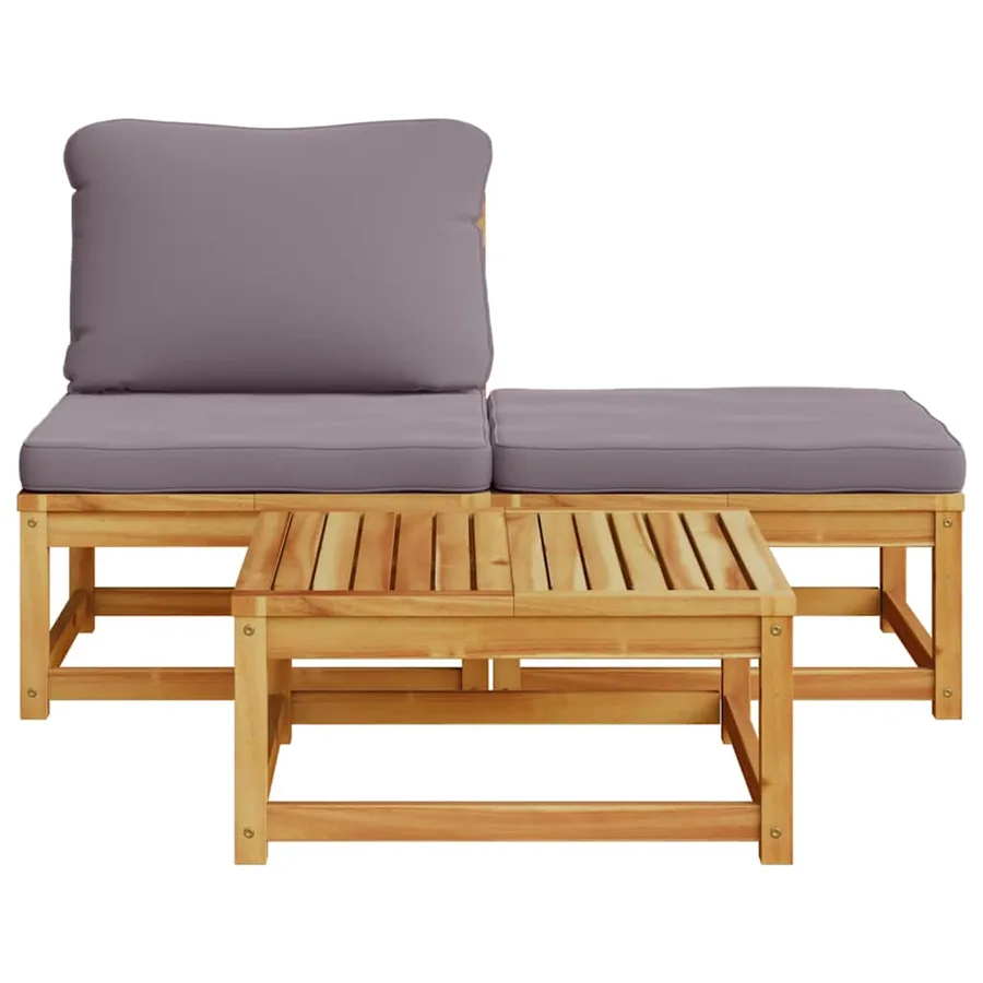 Salon de jardin 3 pcs avec coussins bois massif d'acacia - 4