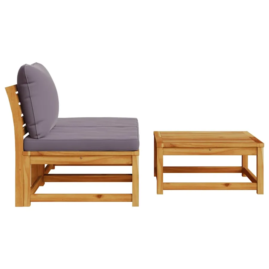 Salon de jardin 3 pcs avec coussins bois massif d'acacia - 5