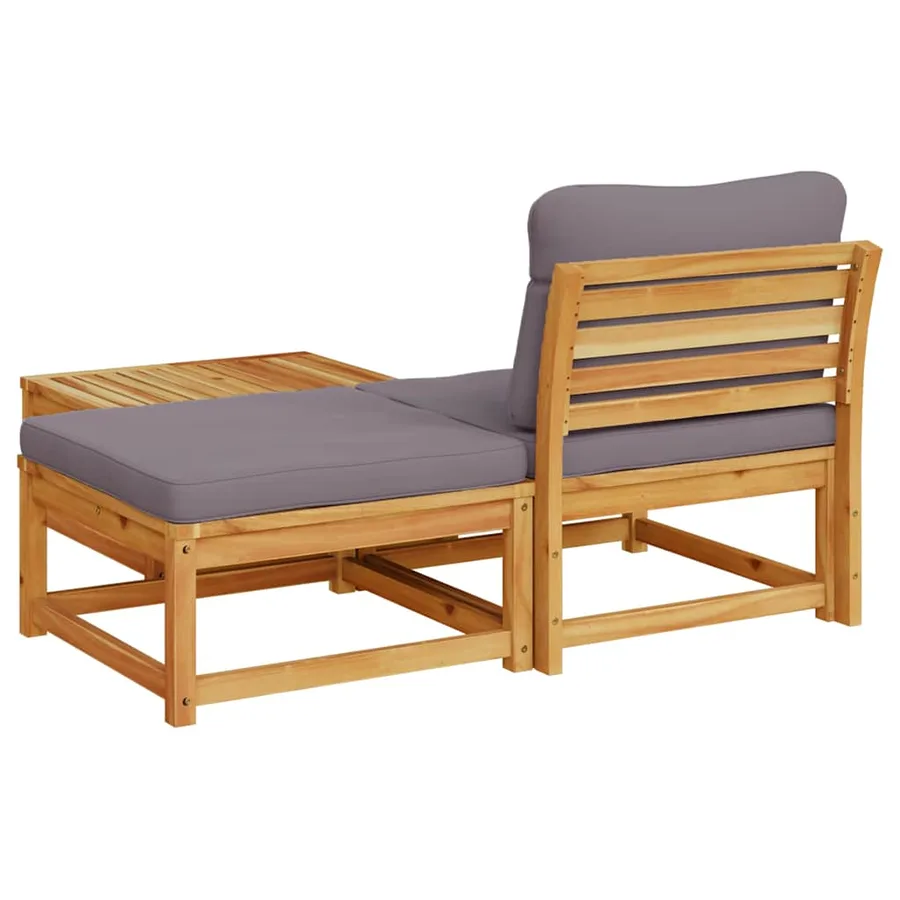 Salon de jardin 3 pcs avec coussins bois massif d'acacia - 6
