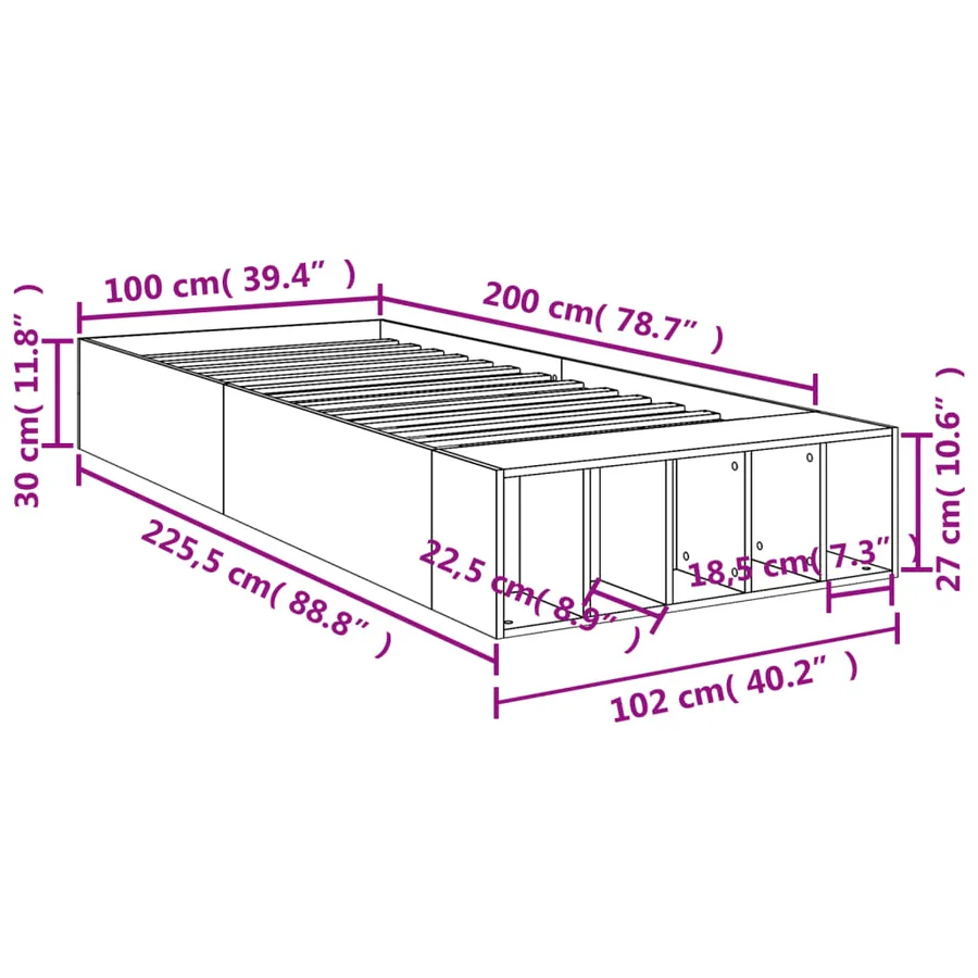 Cadre de lit sans matelas blanc 100x200 cm - 10