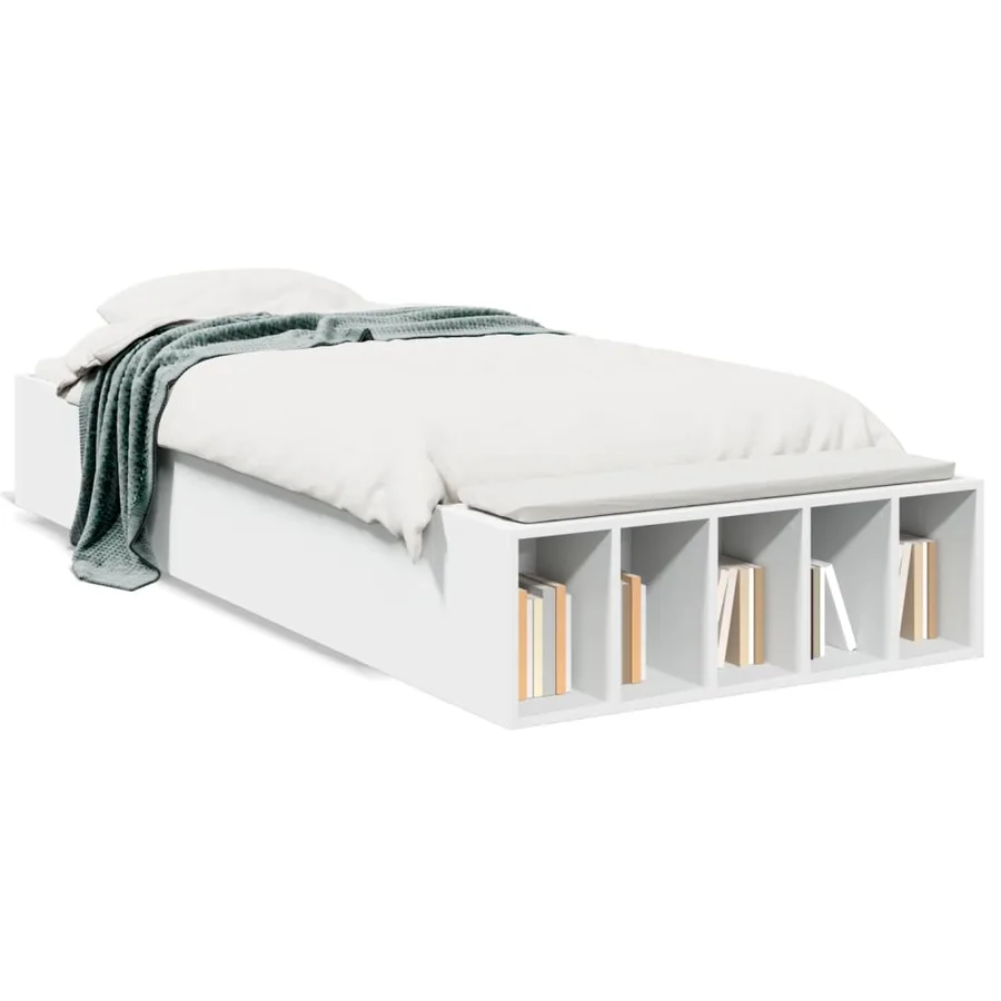 Cadre de lit sans matelas blanc 100x200 cm - 2