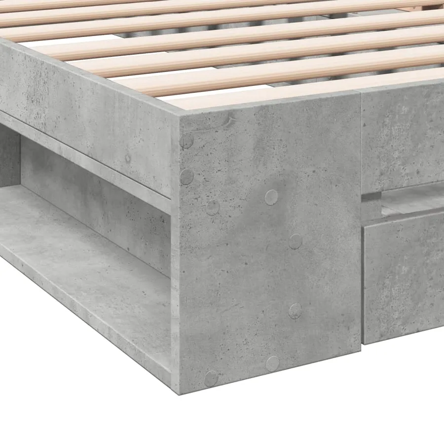 Cadre de lit avec tiroir sans matelas gris béton 90x190 cm - 8
