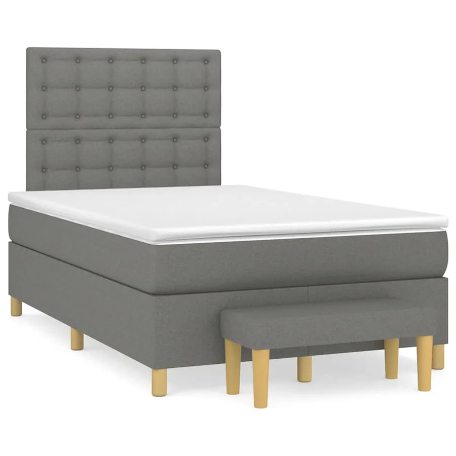 Sommier à lattes de lit avec matelas gris foncé 120x190cm tissu - 2