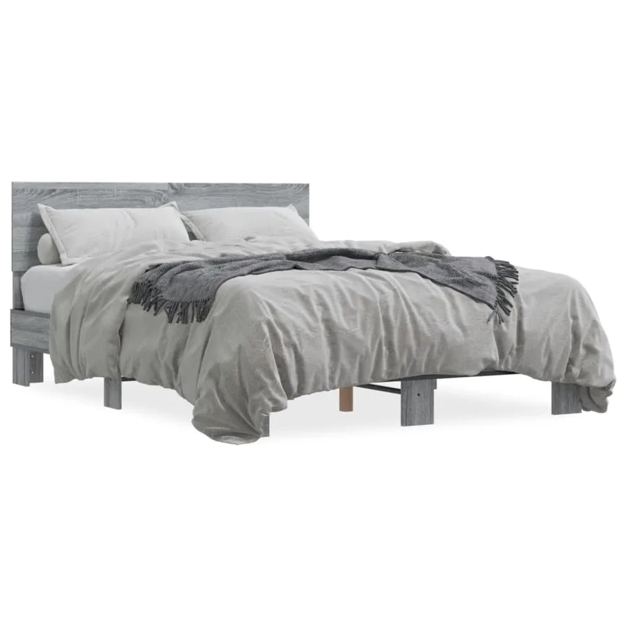 Cadre de lit sans matelas sonoma gris 140x190 cm - 2