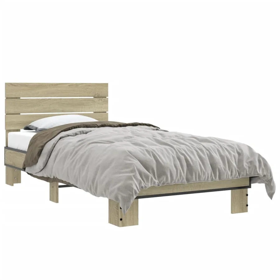 Cadre de lit sans matelas chêne sonoma 75x190 cm - 2