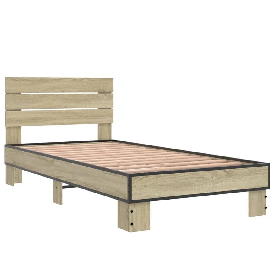 Cadre de lit sans matelas chêne sonoma 75x190 cm - 3