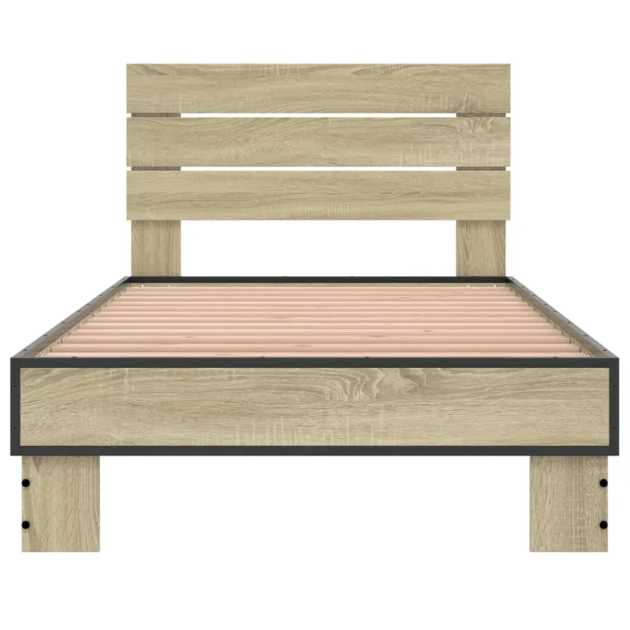 Cadre de lit sans matelas chêne sonoma 75x190 cm - 4