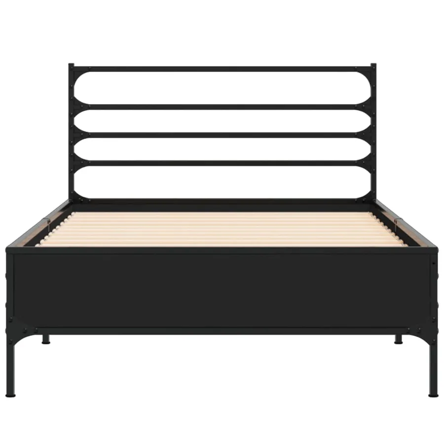 Cadre de lit sans matelas noir 90x200 cm - 4