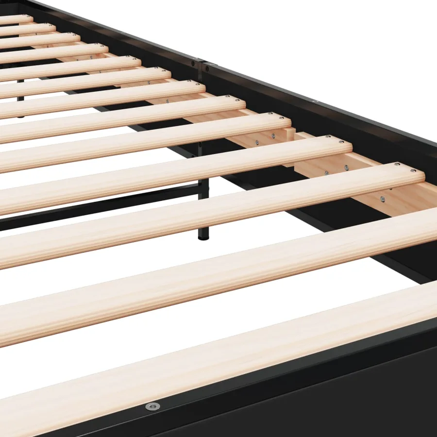 Cadre de lit sans matelas noir 90x200 cm - 7