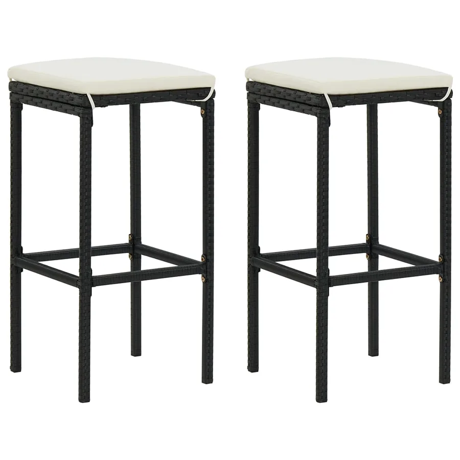 Ensemble de bar de jardin 3 pcs avec coussins noir poly rotin - 4