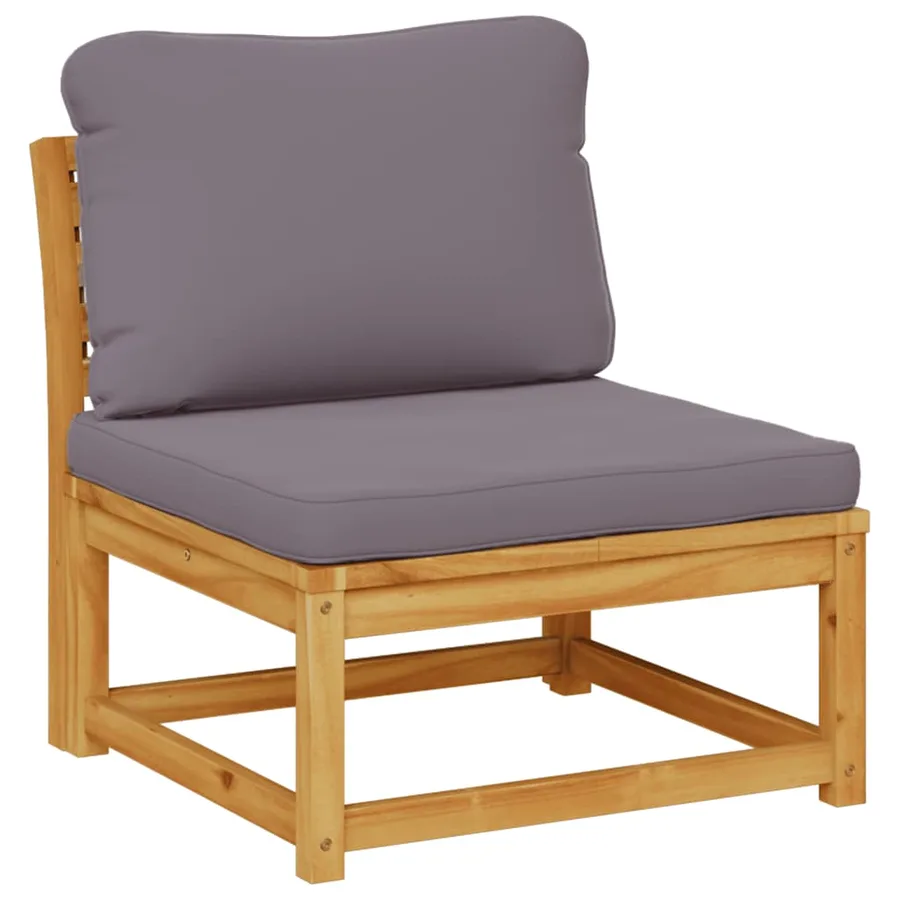 Salon de jardin 6 pcs avec coussins bois d'acacia solide - 5