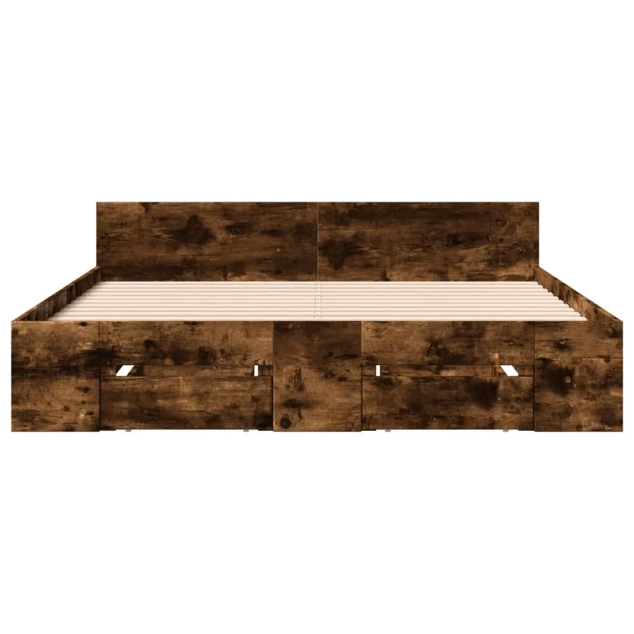 Cadre de lit avec tiroirs sans matelas chêne fumé 120x200 cm - 4
