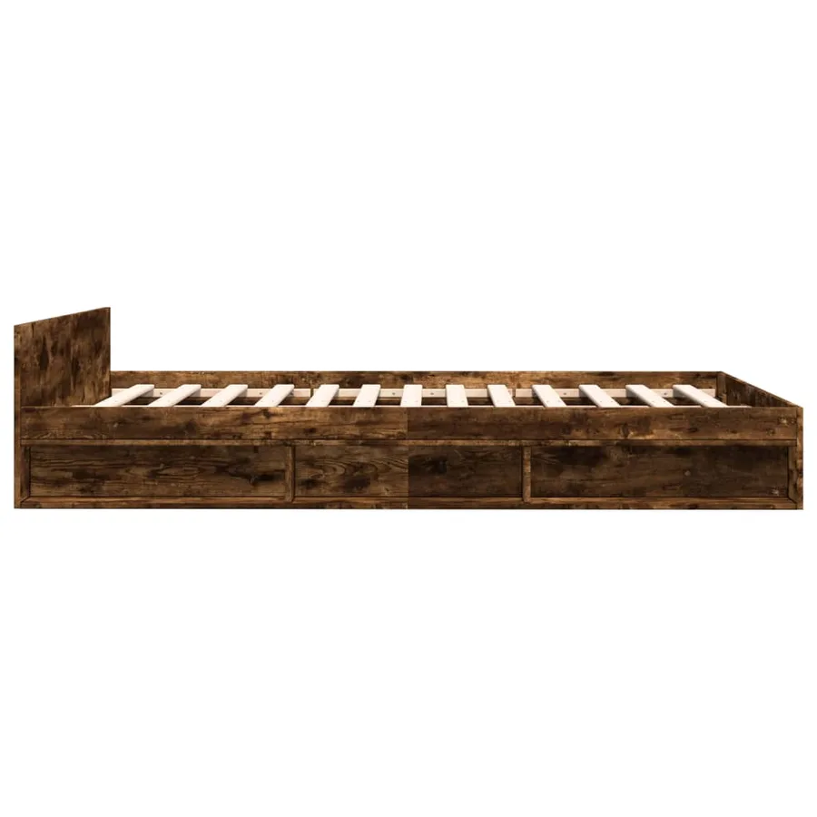 Cadre de lit avec tiroirs sans matelas chêne fumé 120x200 cm - 5