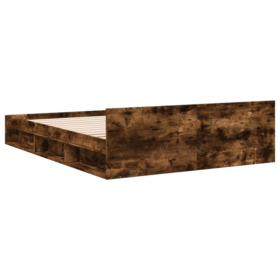 Cadre de lit avec tiroirs sans matelas chêne fumé 120x200 cm - 6