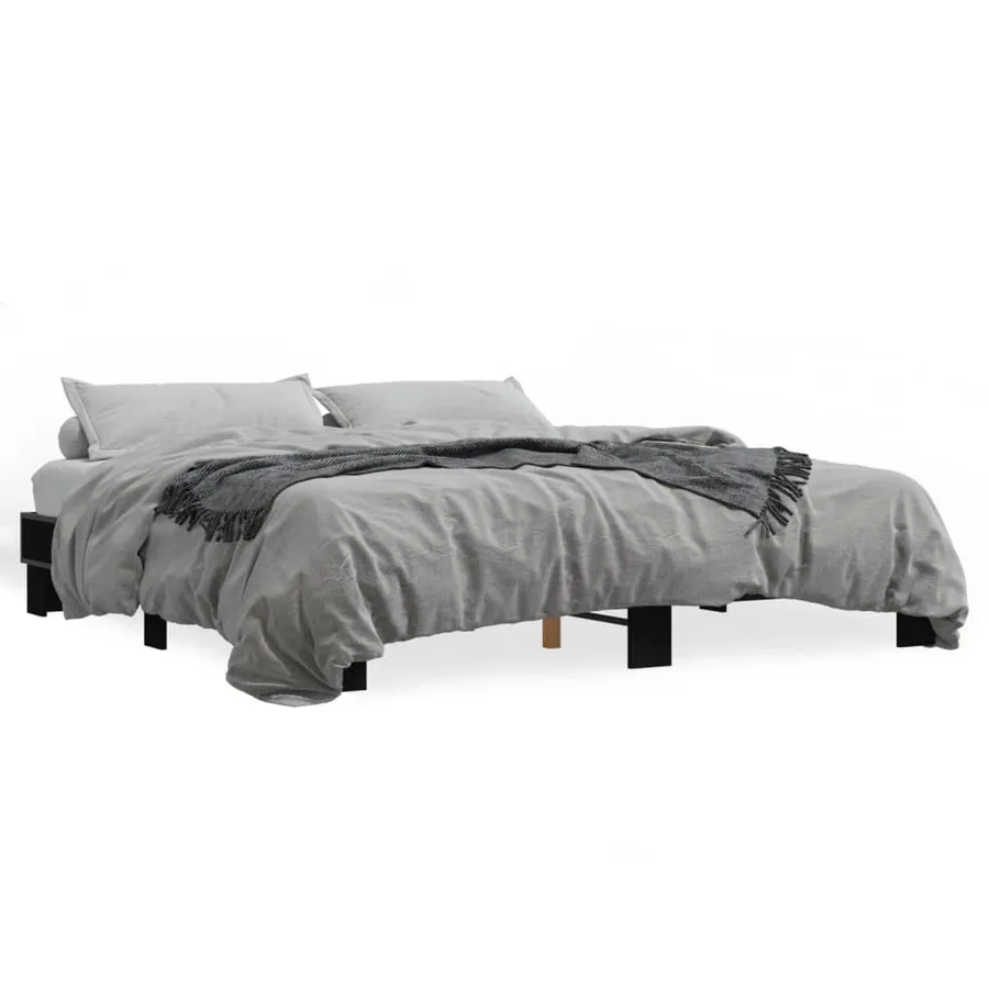 Cadre de lit sans matelas noir 200x200 cm - 2