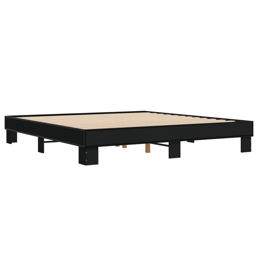 Cadre de lit sans matelas noir 200x200 cm - 6