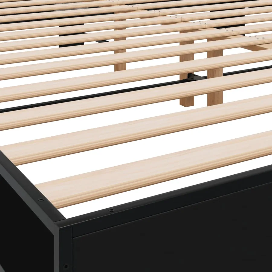 Cadre de lit sans matelas noir 200x200 cm - 7