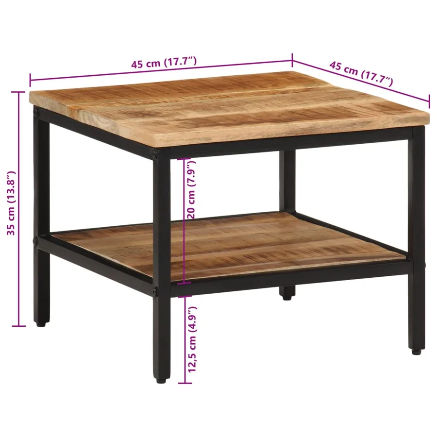 Table basse 45x45x35 cm bois de manguier massif brut - 9