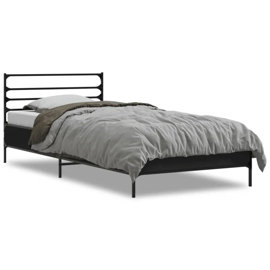Cadre de lit sans matelas noir 90x190 cm - 2