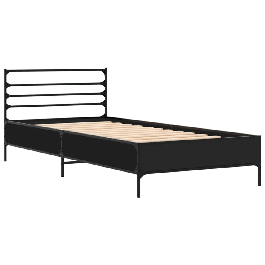 Cadre de lit sans matelas noir 90x190 cm - 3