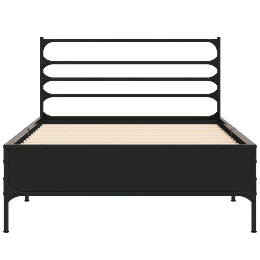 Cadre de lit sans matelas noir 90x190 cm - 4