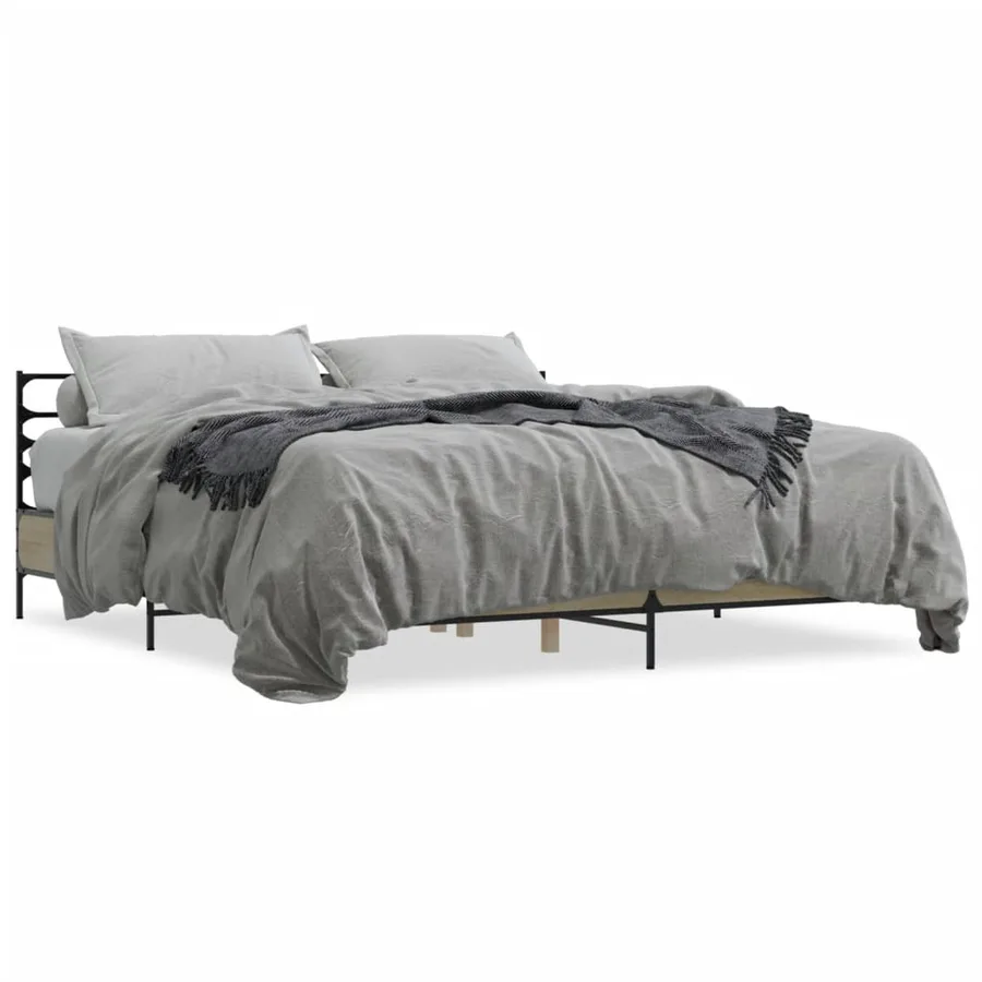 Cadre de lit sans matelas chêne sonoma 200x200 cm - 2