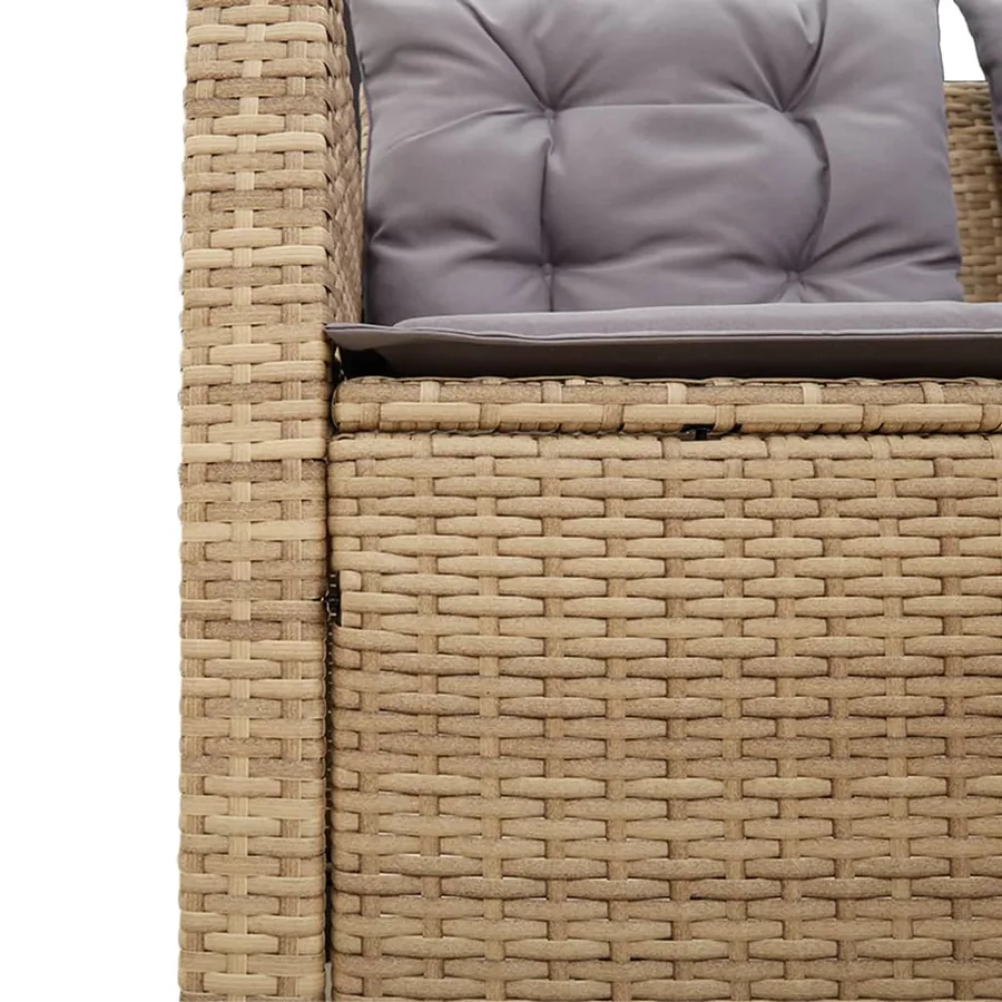 Canapé de jardin avec table et coussins en forme de L beige - 9