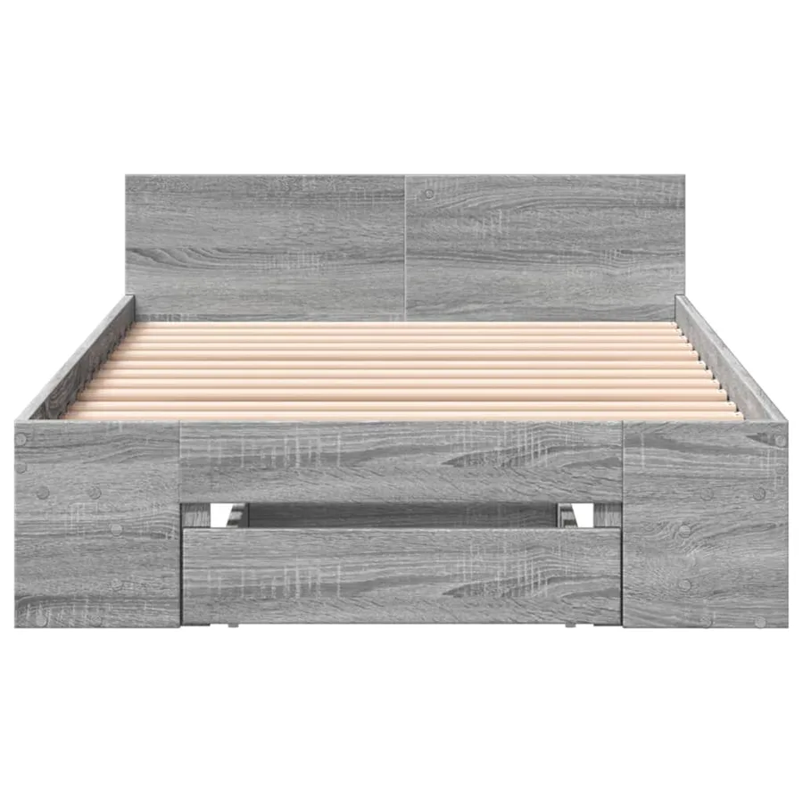 Cadre de lit avec tiroir sans matelas sonoma gris 75x190 cm - 4