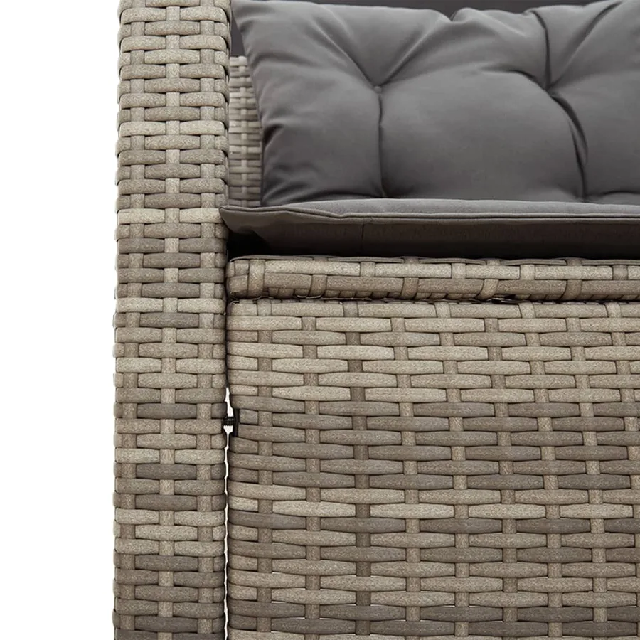 Canapé de jardin avec table et coussins en forme de L gris - 9