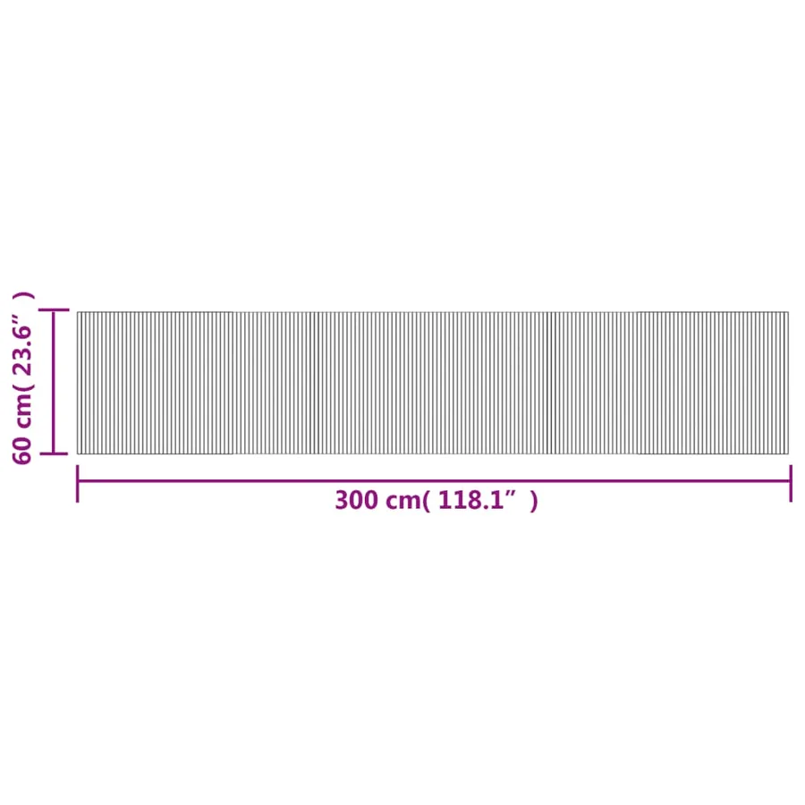 Tapis rectangulaire gris 60x300 cm bambou - 8