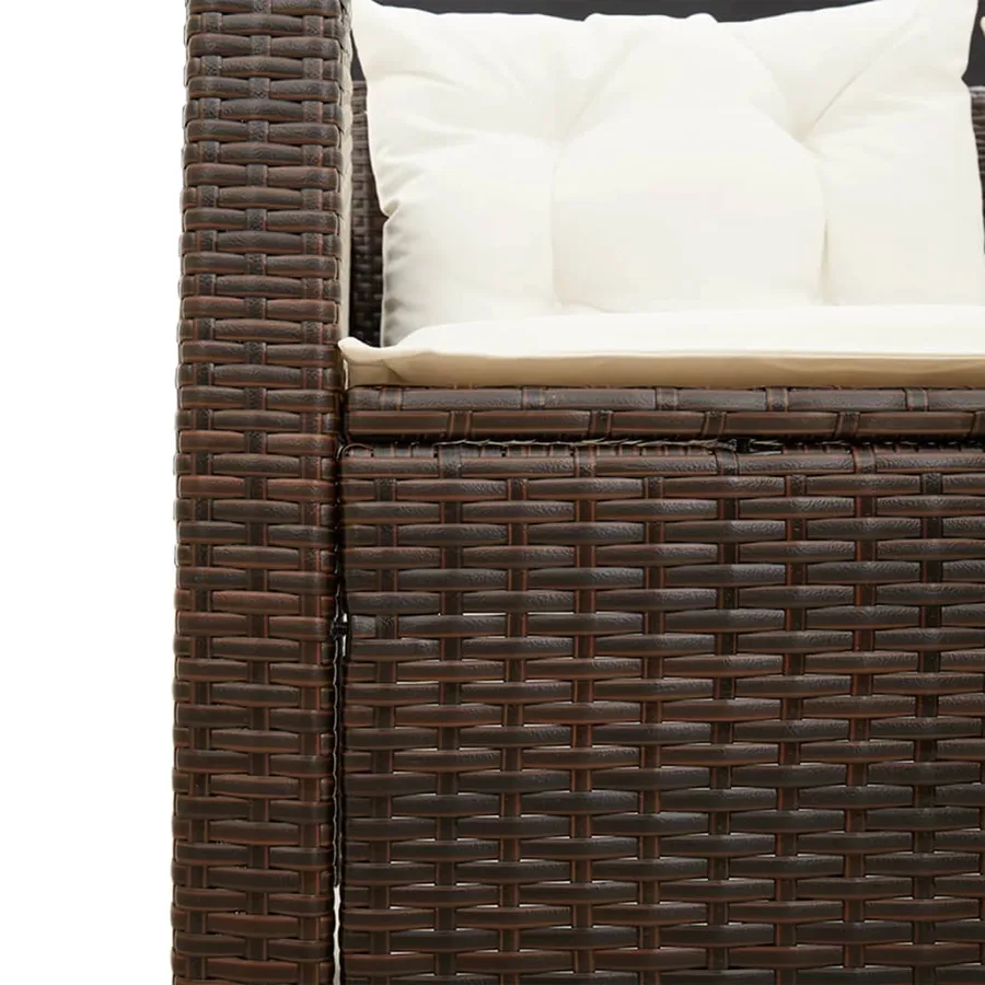 Canapé de jardin avec table et coussins en forme de L marron - 9