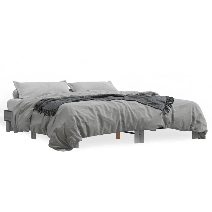 Cadre de lit sans matelas sonoma gris 200x200 cm - 2