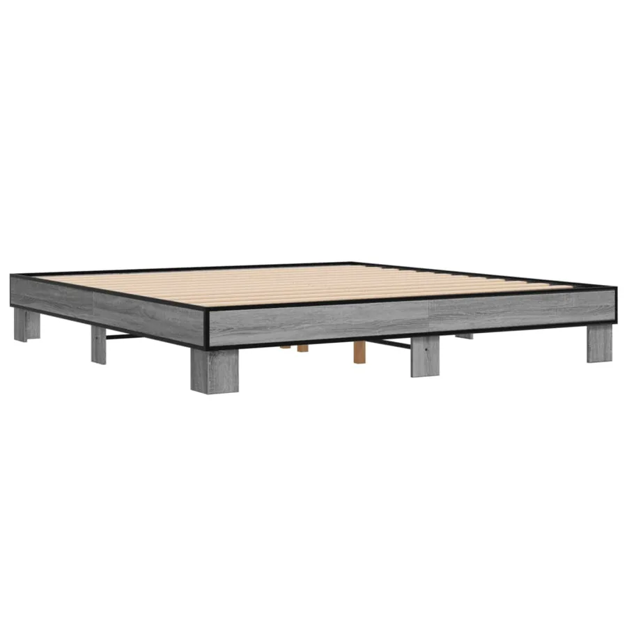 Cadre de lit sans matelas sonoma gris 200x200 cm - 3