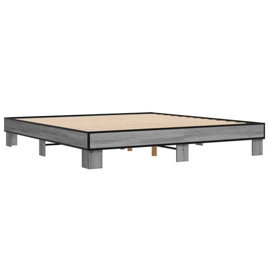 Cadre de lit sans matelas sonoma gris 200x200 cm - 6