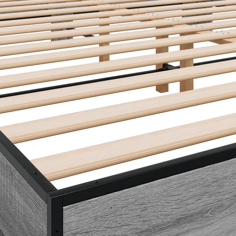 Cadre de lit sans matelas sonoma gris 200x200 cm - 7