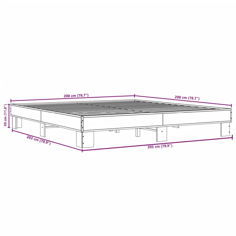 Cadre de lit sans matelas sonoma gris 200x200 cm - 9