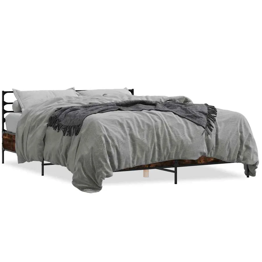 Cadre de lit sans matelas chêne fumé 150x200 cm - 2