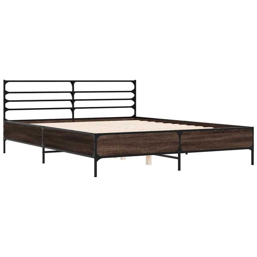 Cadre de lit sans matelas chêne fumé 150x200 cm - 3