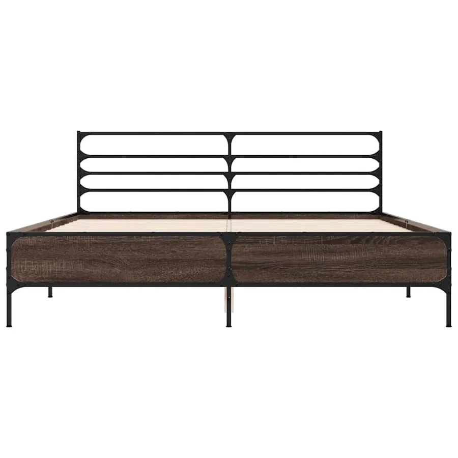 Cadre de lit sans matelas chêne fumé 150x200 cm - 4