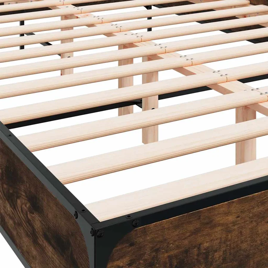 Cadre de lit sans matelas chêne fumé 150x200 cm - 7