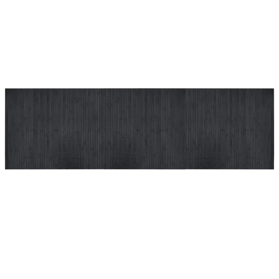 Tapis rectangulaire gris 60x200 cm bambou - 2