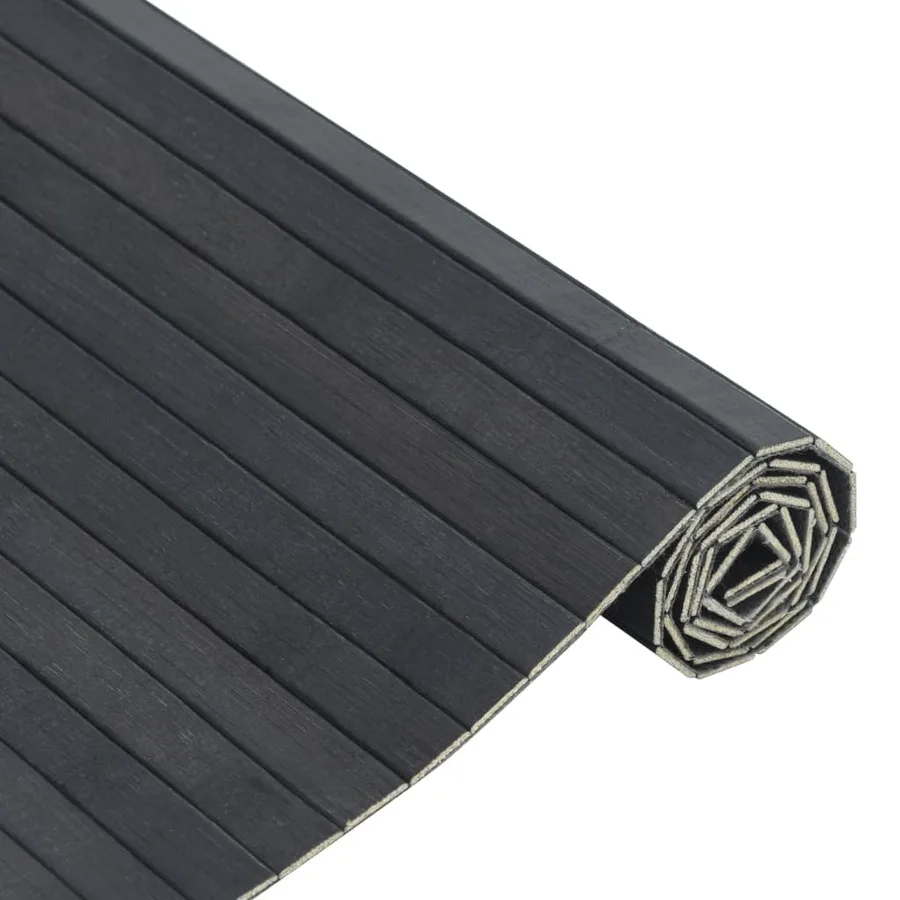Tapis rectangulaire gris 60x200 cm bambou - 4