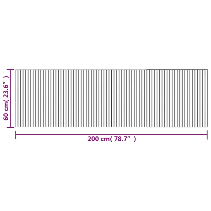 Tapis rectangulaire gris 60x200 cm bambou - 8