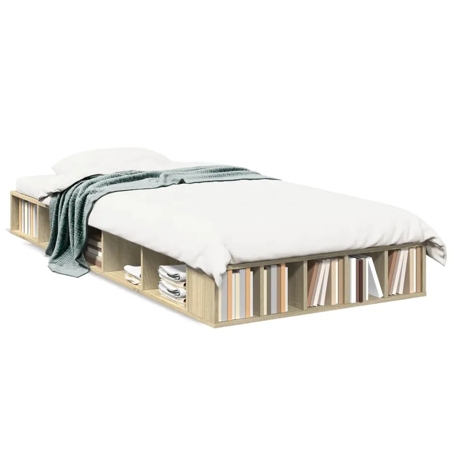 Cadre de lit sans matelas chêne sonoma 90x190 cm - 2